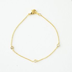 Honeycat crystal bezel trio bracelet in gold